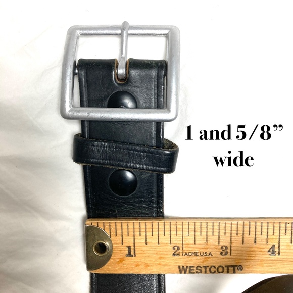 belt BALTIMORE 34-39 black leather 2 buckles silver Maryland map Boston handmade - Picture 5 of 15